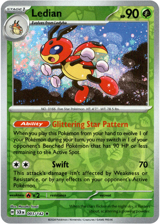 Ledian - 003/142 (Scarlet & Violet: Stellar Crown) Rare - Reverse Holo