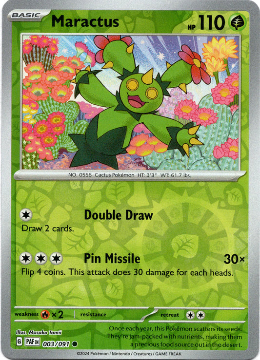 Maractus 003/091 (Scarlet & Violet: Paldean Fates) Common - Reverse Holo