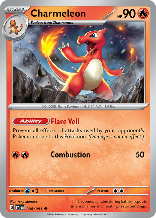 Charmeleon 008/091 (Scarlet & Violet: Paldean Fates) Uncommon