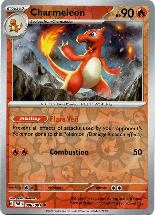 Charmeleon 008/091 (Scarlet & Violet: Paldean Fates) Uncommon - Reverse Holo