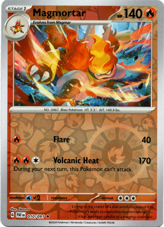 Magmortar 010/091 (Scarlet & Violet: Paldean Fates) Rare - Reverse Holo