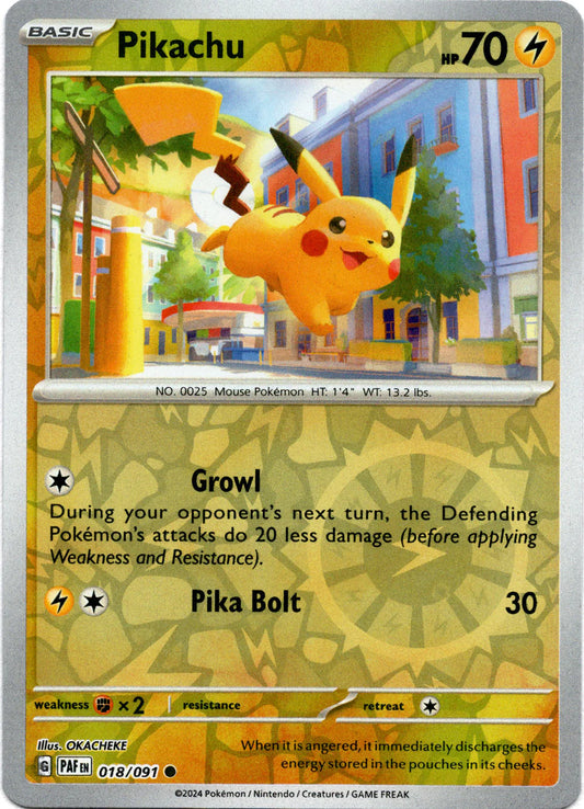 Pikachu 018/091 (Scarlet & Violet: Paldean Fates) Common - Reverse Holo