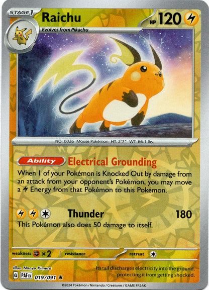 Raichu 019/091 (Scarlet & Violet: Paldean Fates) Rare - Reverse Holo