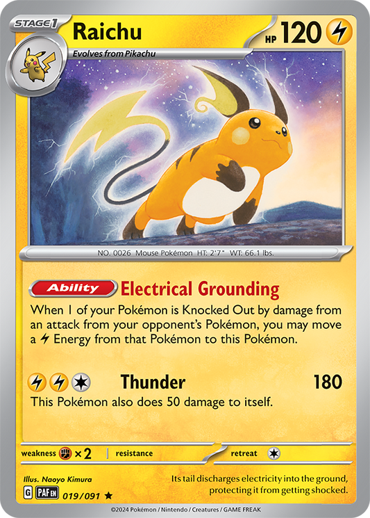 Raichu 019/091 (Scarlet & Violet: Paldean Fates) Rare Holo