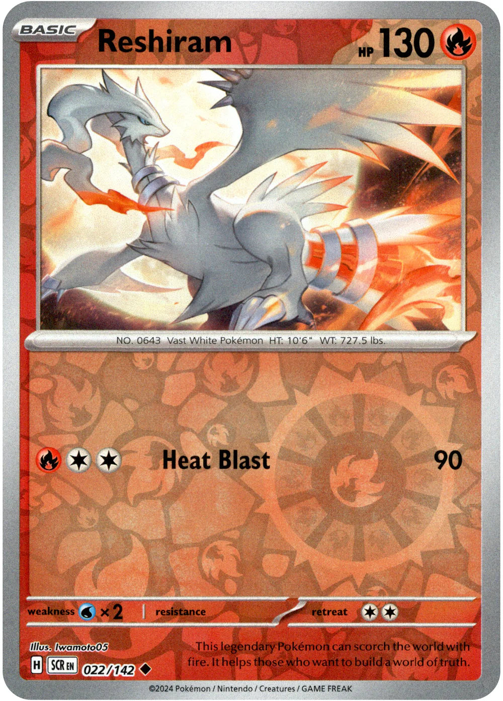 Reshiram - 021/142 (Scarlet & Violet: Stellar Crown) Uncommon - Reverse Holo