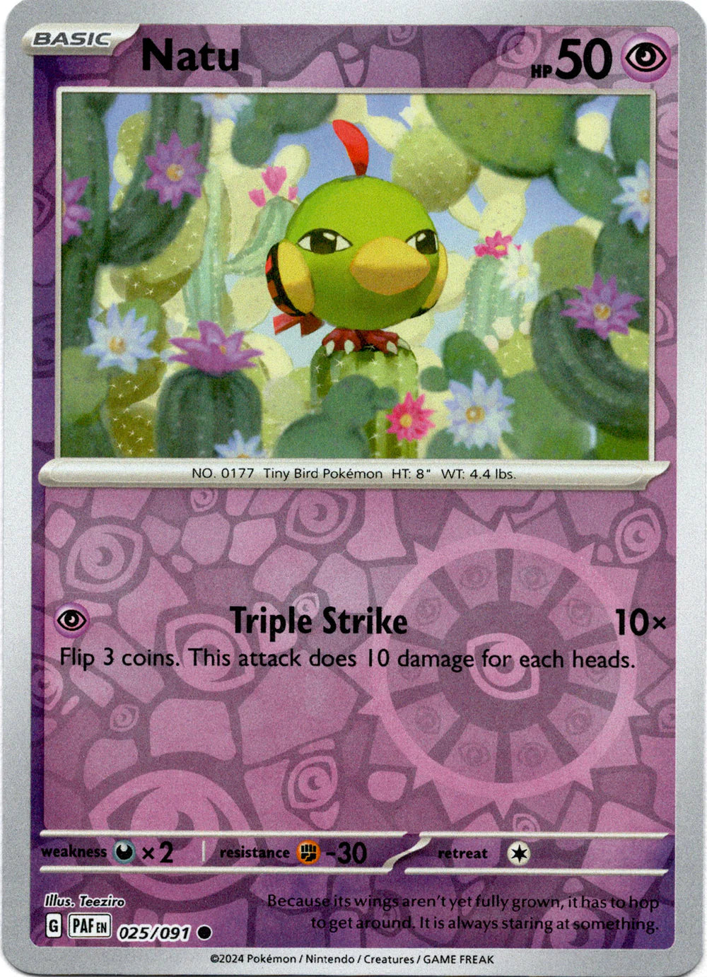 Natu 025/091 (Scarlet & Violet: Paldean Fates) Common - Reverse Holo