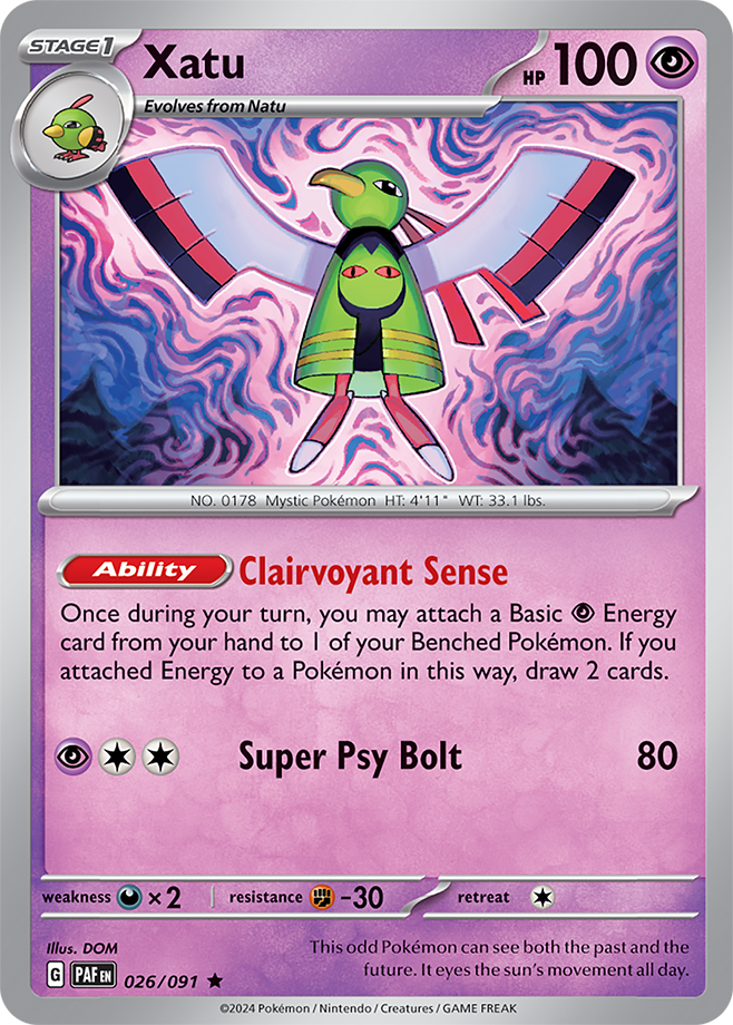 Xatu 026/091 (Scarlet & Violet: Paldean Fates) Rare Holo