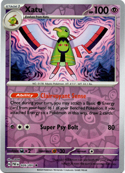 Xatu 026/091 (Scarlet & Violet: Paldean Fates) Rare - Reverse Holo