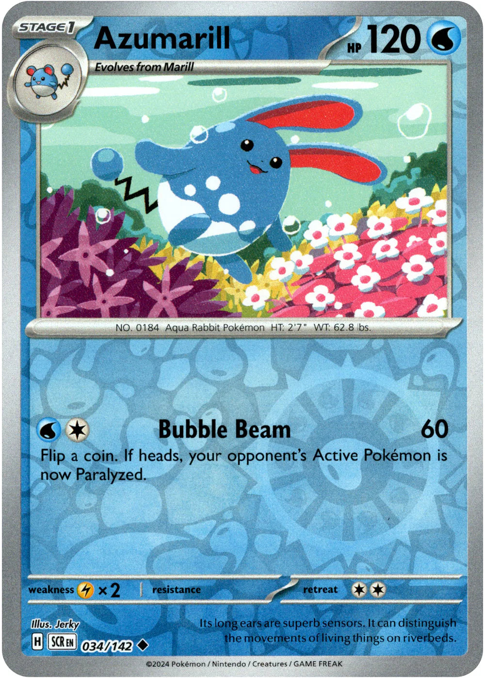 Azumarill - 034/142 (Scarlet & Violet: Stellar Crown) Uncommon - Reverse Holo