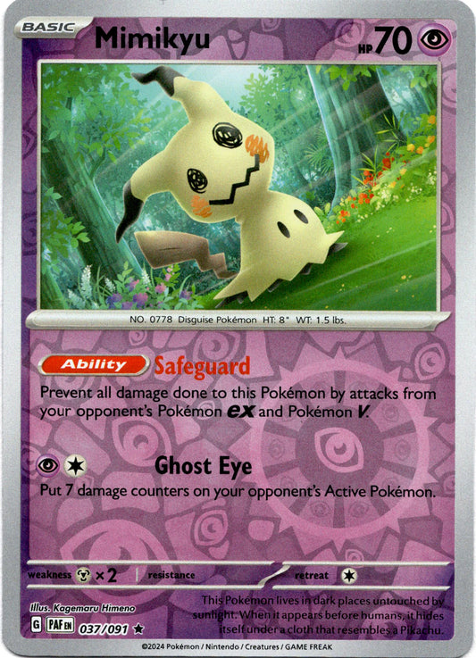 Mimikyu 037/091 (Scarlet & Violet: Paldean Fates) Rare - Reverse Holo