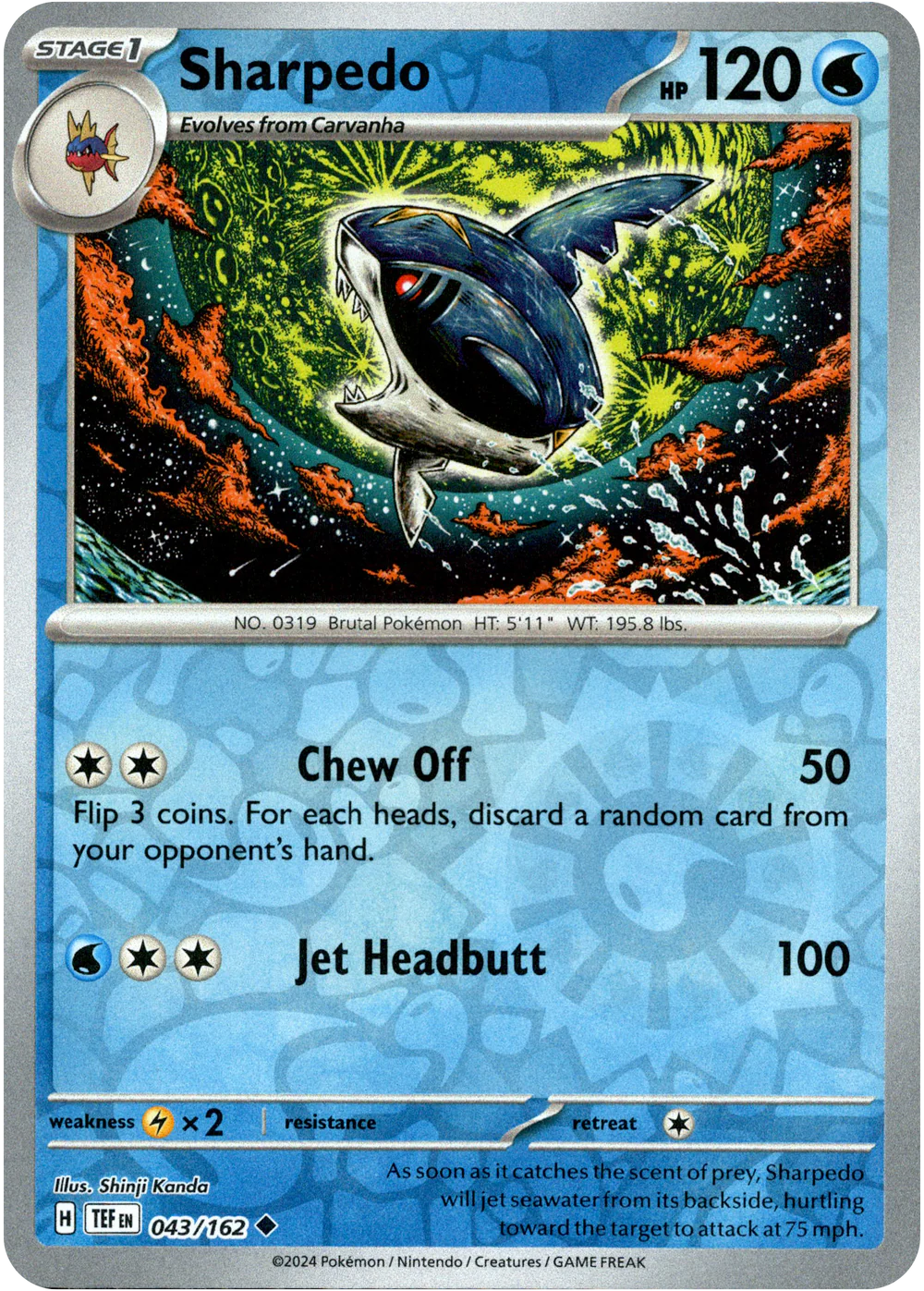 Sharpedo 043/162 (Scarlet & Violet: Temporal Forces) Uncommon - Reverse Holo