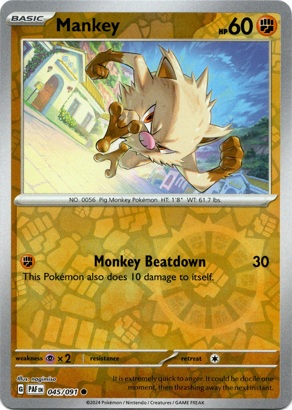 Mankey 045/091 (Scarlet & Violet: Paldean Fates) Common - Reverse Holo