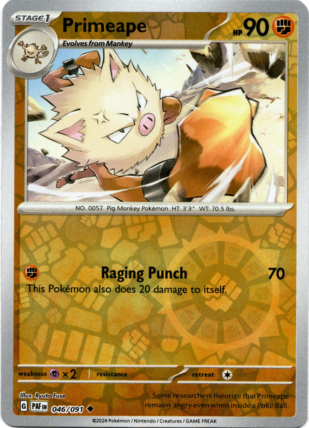 Primeape 046/091 (Scarlet & Violet: Paldean Fates) Uncommon - Reverse Holo