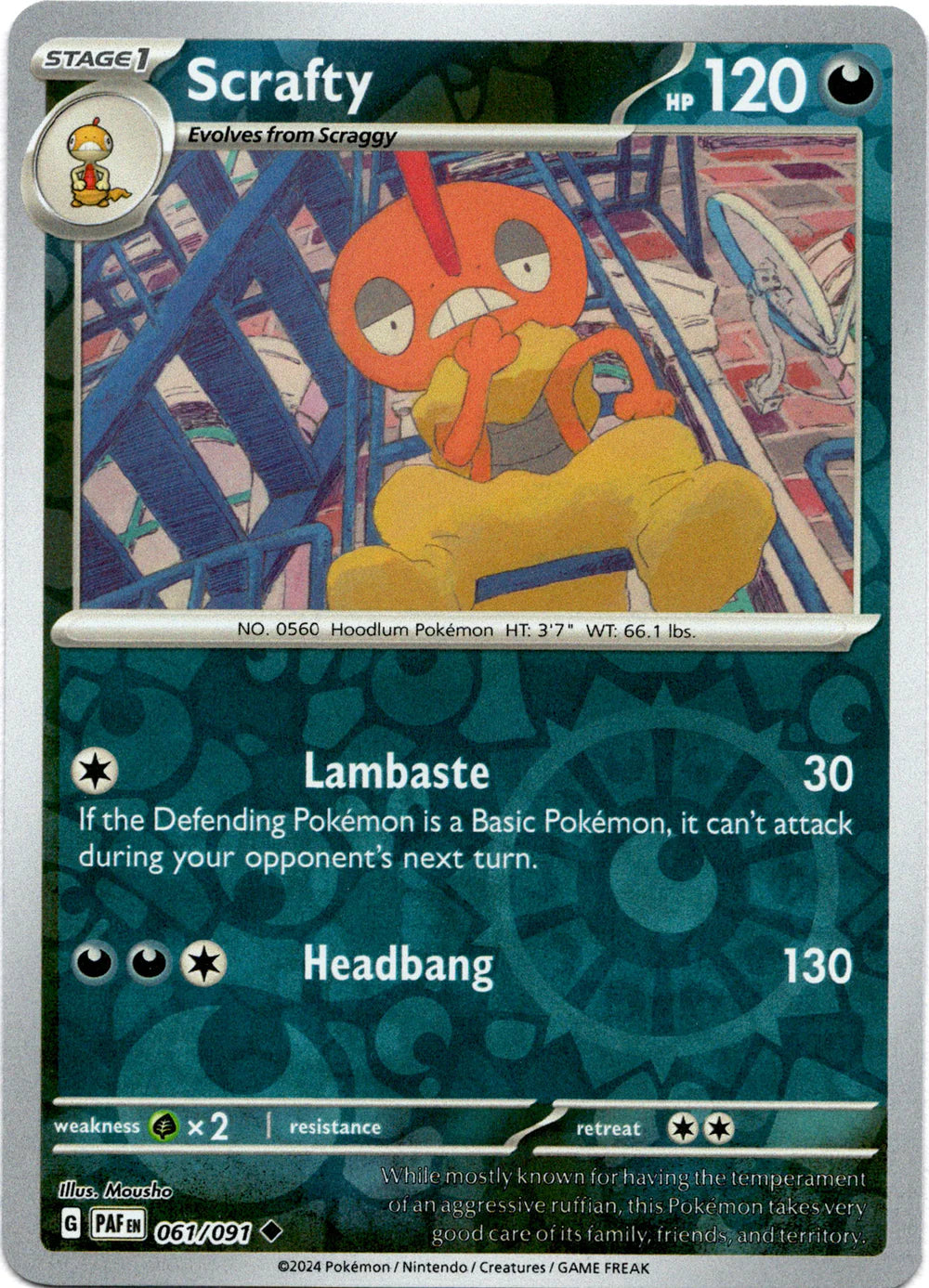 Scrafty 061/091 (Scarlet & Violet: Paldean Fates) Uncommon - Reverse Holo