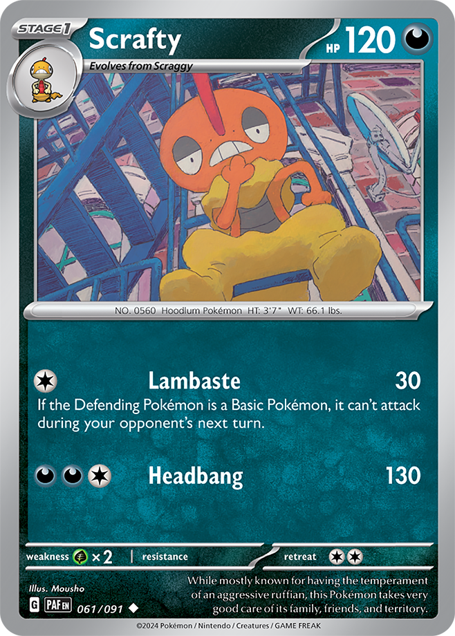 Scrafty 061/091 (Scarlet & Violet: Paldean Fates) Uncommon