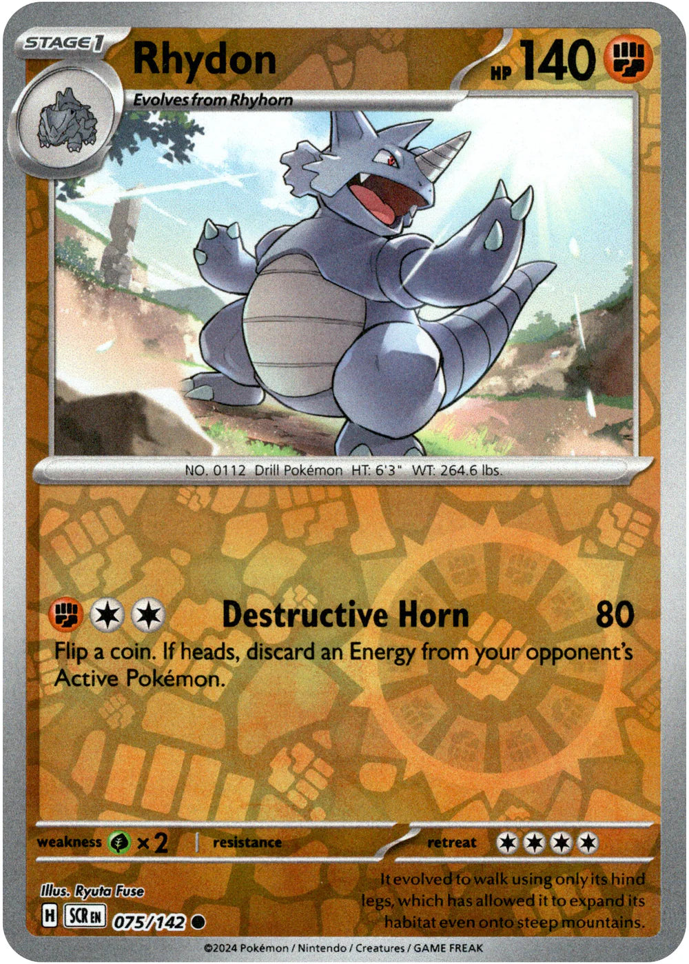 Rhydon - 075/142 (Scarlet & Violet: Stellar Crown) Common - Reverse Holo