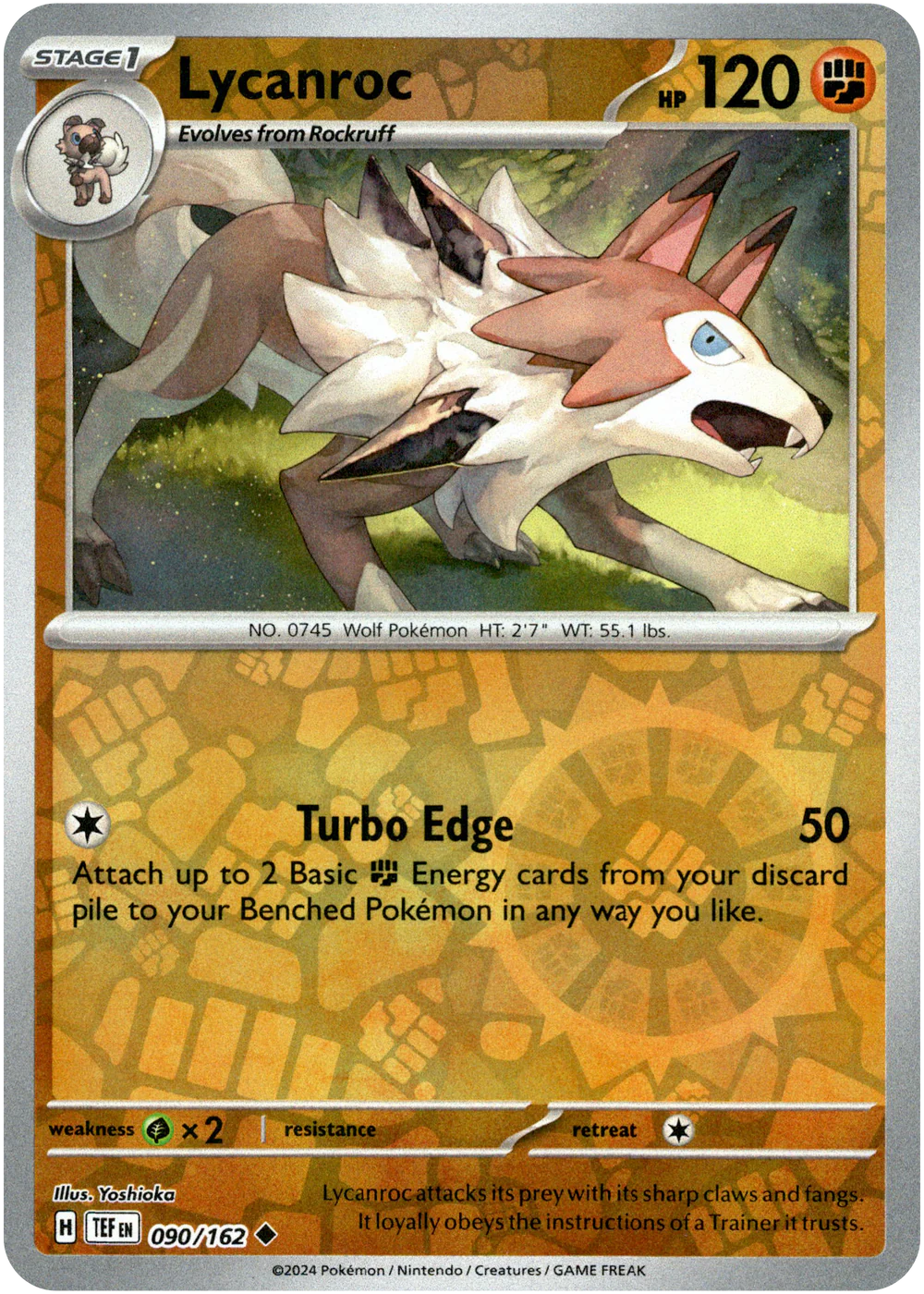 Lycanroc 090/162 (Scarlet & Violet: Temporal Forces) Uncommon - Reverse Holo