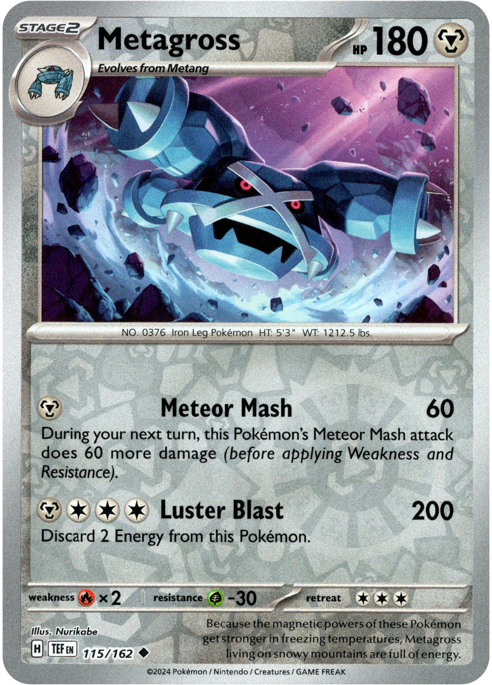 Metagross 115/162 (Scarlet & Violet: Temporal Forces) Rare - Reverse Holo