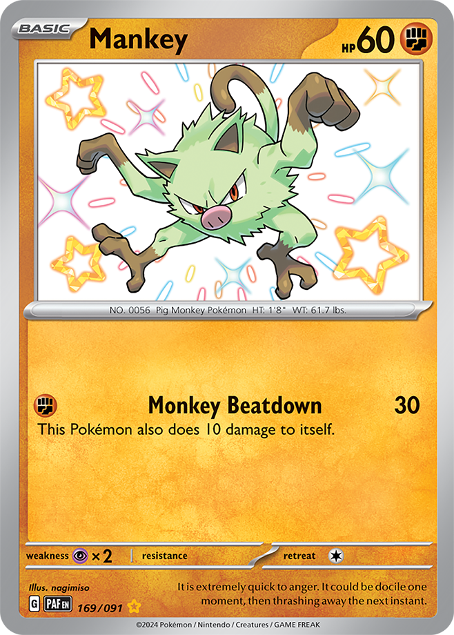 Mankey 169/091 (Scarlet & Violet: Paldean Fates) Shiny Rare