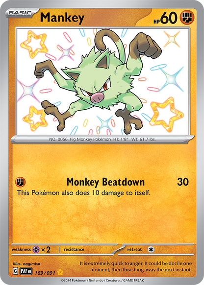 Mankey 169/091 (Scarlet & Violet: Paldean Fates) Shiny Rare