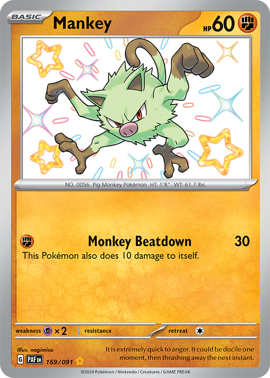 Mankey 169/091 (Scarlet & Violet: Paldean Fates) Shiny Rare