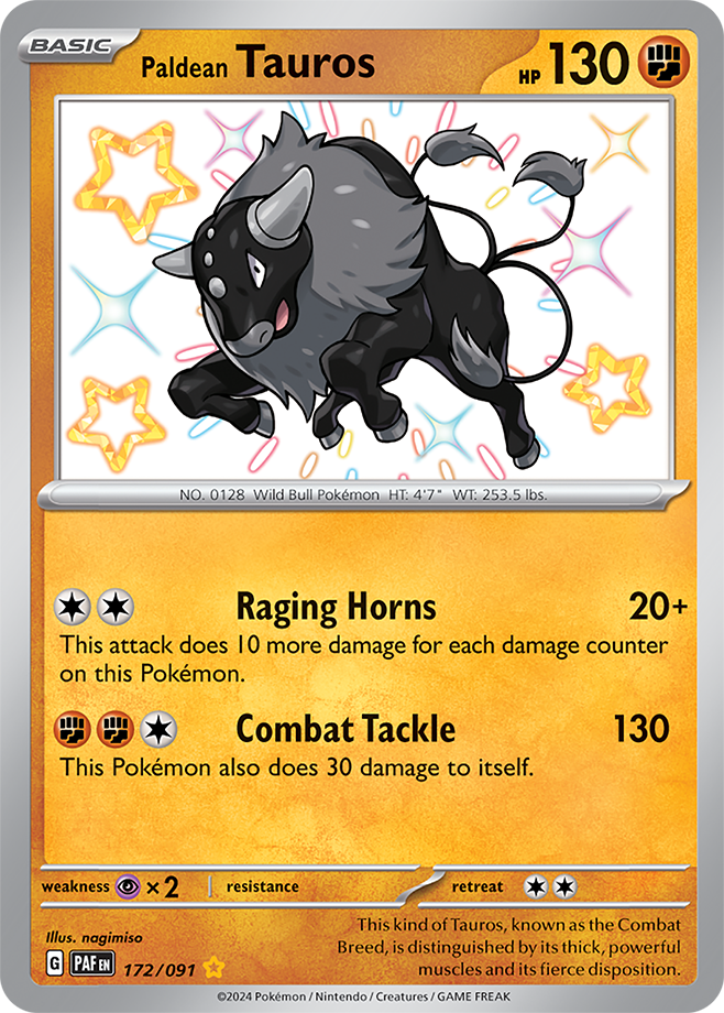 Paldean Tauros 172/091 (Scarlet & Violet: Paldean Fates) Shiny Rare