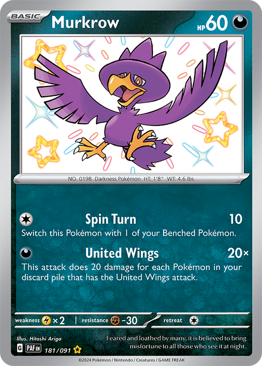 Murkrow 181/091 (Scarlet & Violet: Paldean Fates) Shiny Rare