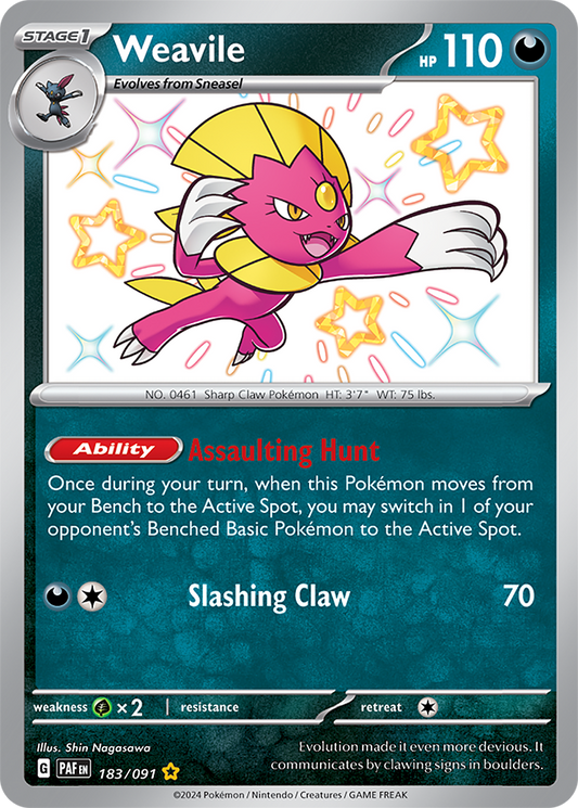 Weavile 183/091 (Scarlet & Violet: Paldean Fates) Shiny Rare