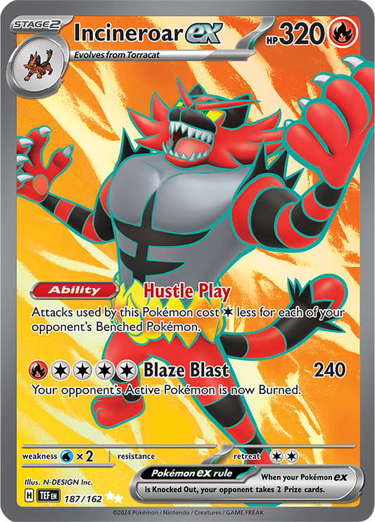 Incineroar EX 187/162 (Scarlet & Violet: Temporal Forces) Ultra Rare