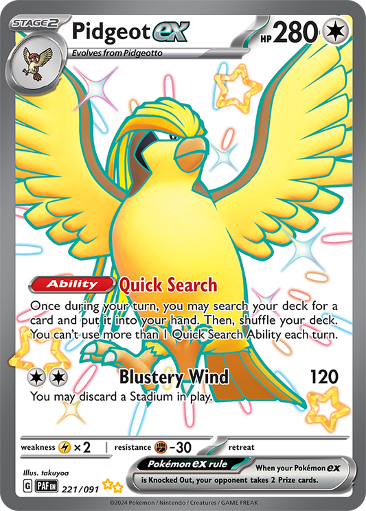 Pidgeot EX 221/091 (Scarlet & Violet: Paldean Fates) Shiny Ultra Rare