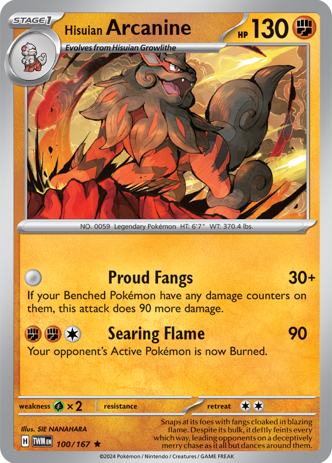 Hisuian Arcanine 100/167 (Scarlet & Violet: Twilight Masquerade) Rare