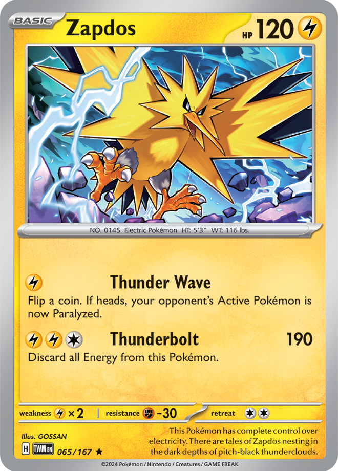 Zapdos 065/167 (Scarlet & Violet: Twilight Masquerade) Rare