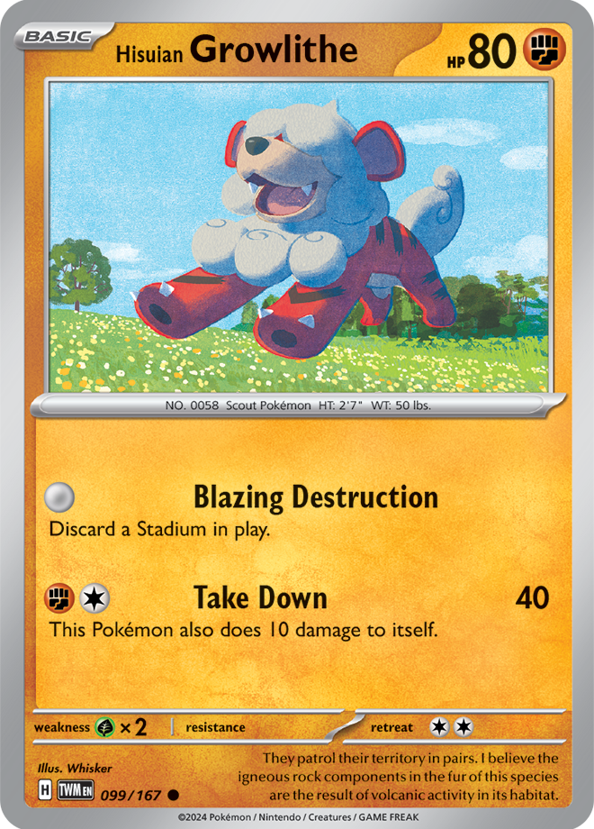 Hisuian Growlithe 099/167 (Scarlet & Violet: Twilight Masquerade) Common