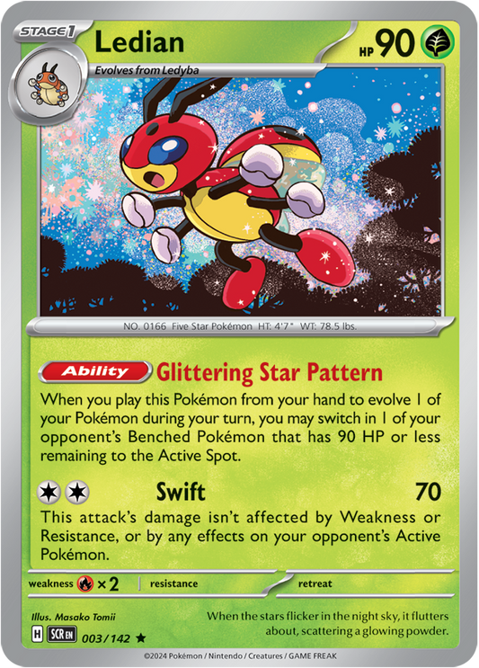 Ledian - 003/142 (Scarlet & Violet: Stellar Crown) Rare Holo