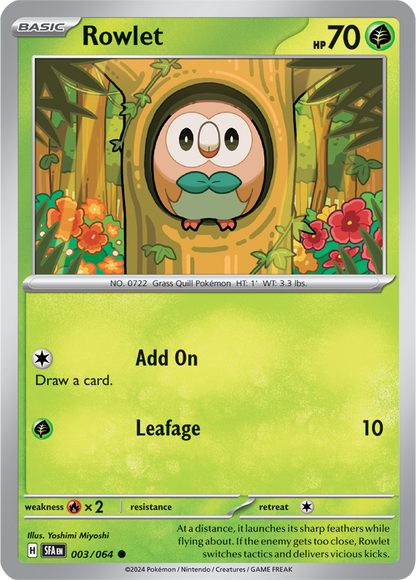 Rowlet 003/064 (Scarlet & Violet: Shrouded Fable) Common