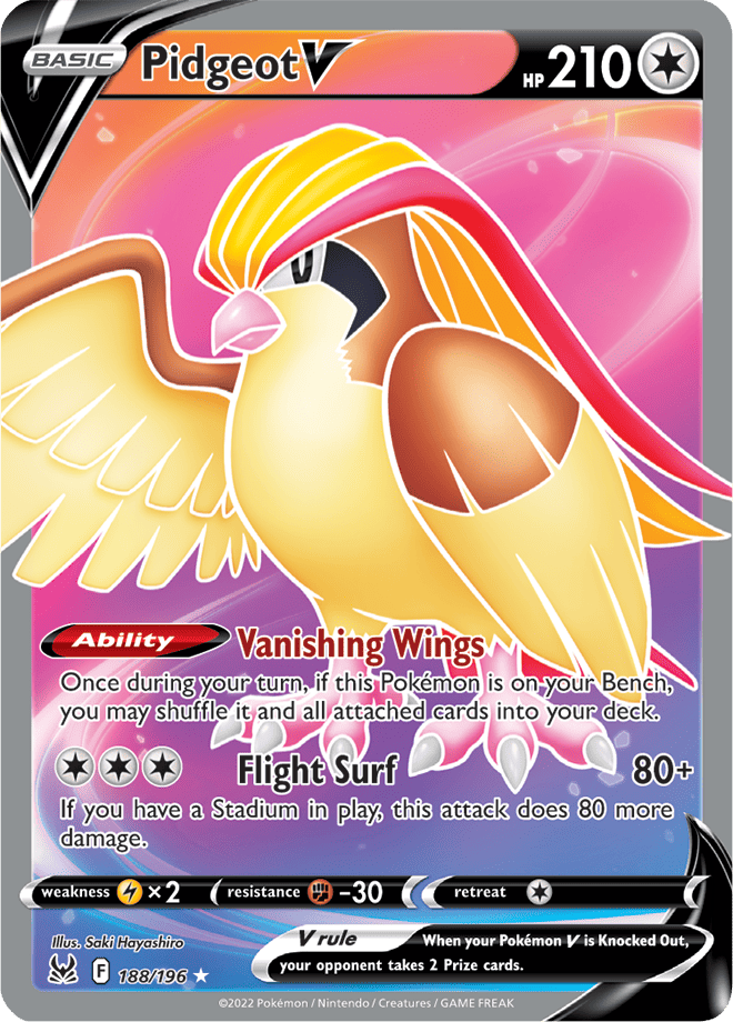 Pidgeot V – 188/196 – Full Art Ultra Rare